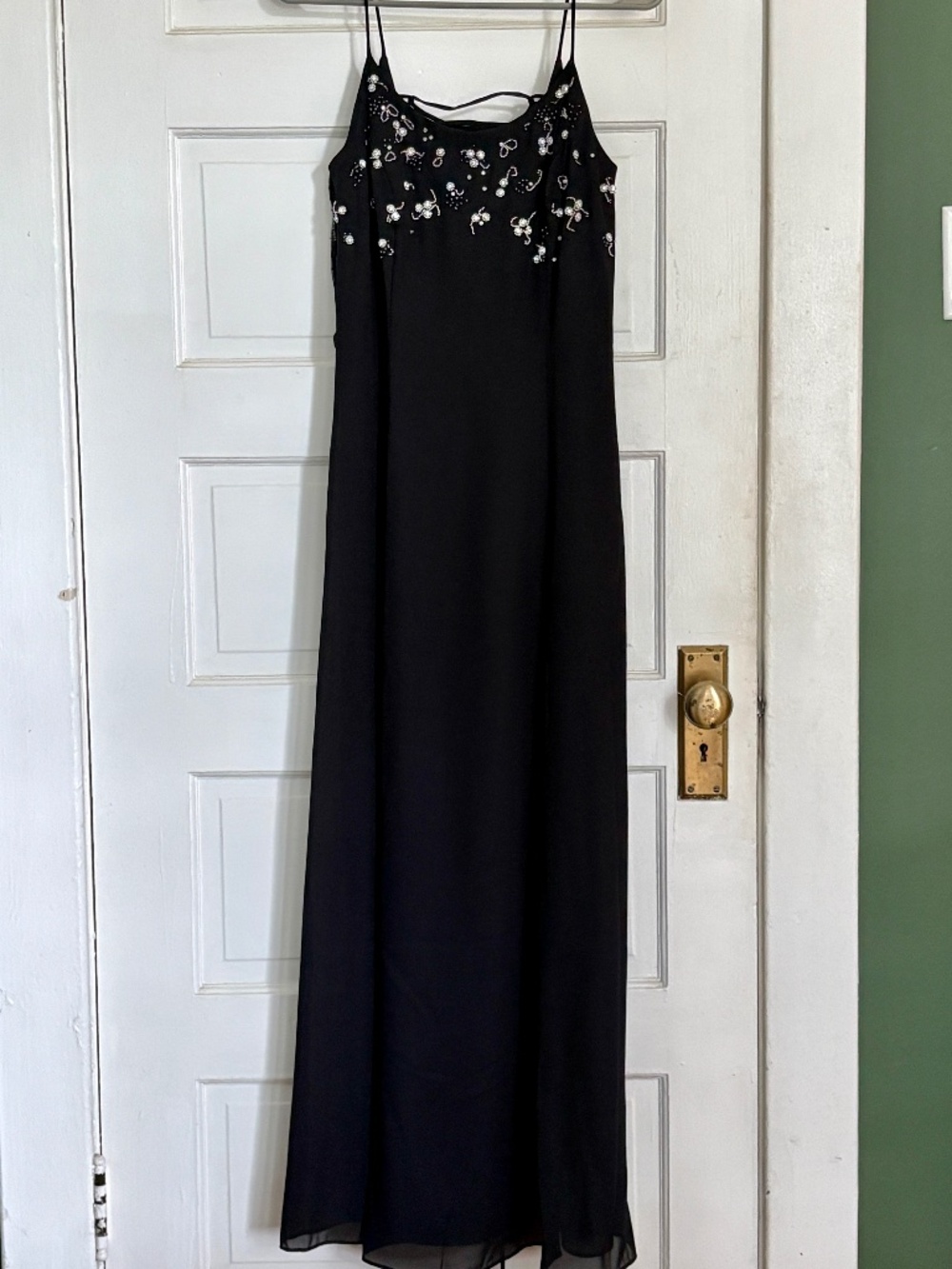 90s Vintage Black Hand Beaded Dress - 6